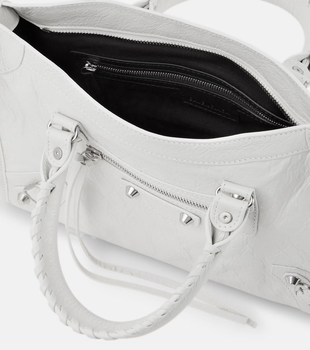 Balenciaga Le City Small Leather Shoulder Bag White