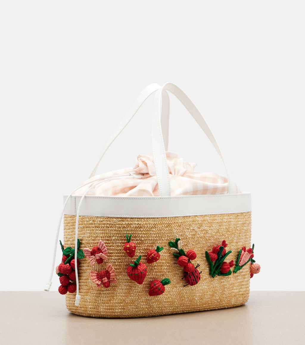Aquazzura Botanica Medium Raffia Tote Bag
