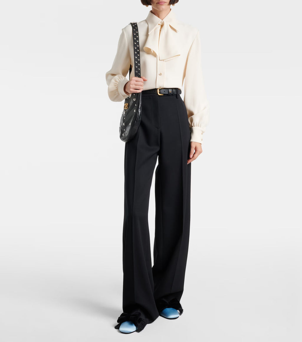 Valentino Garavani Reinette Fringed Bow Mules