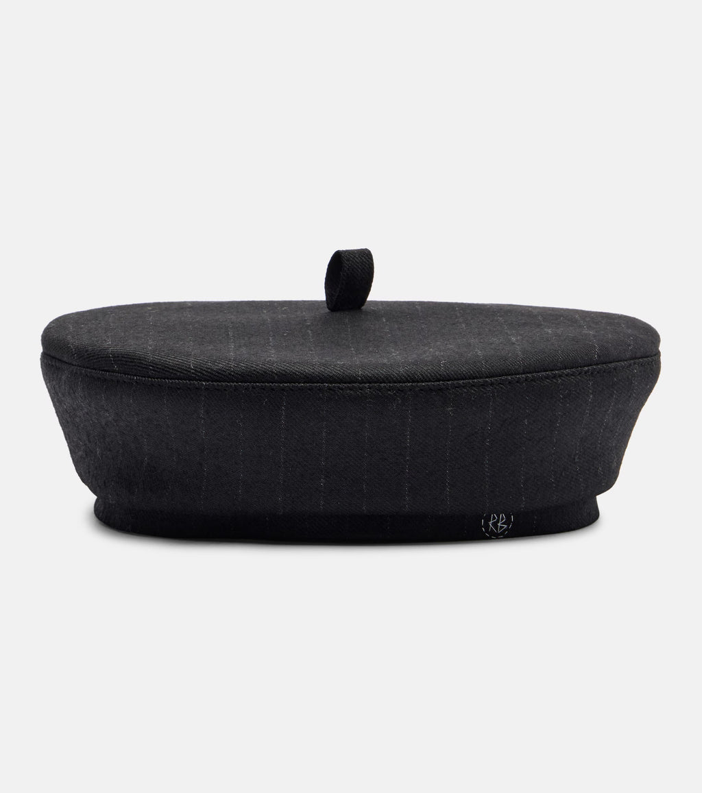Pinstriped Wool-Blend Beret