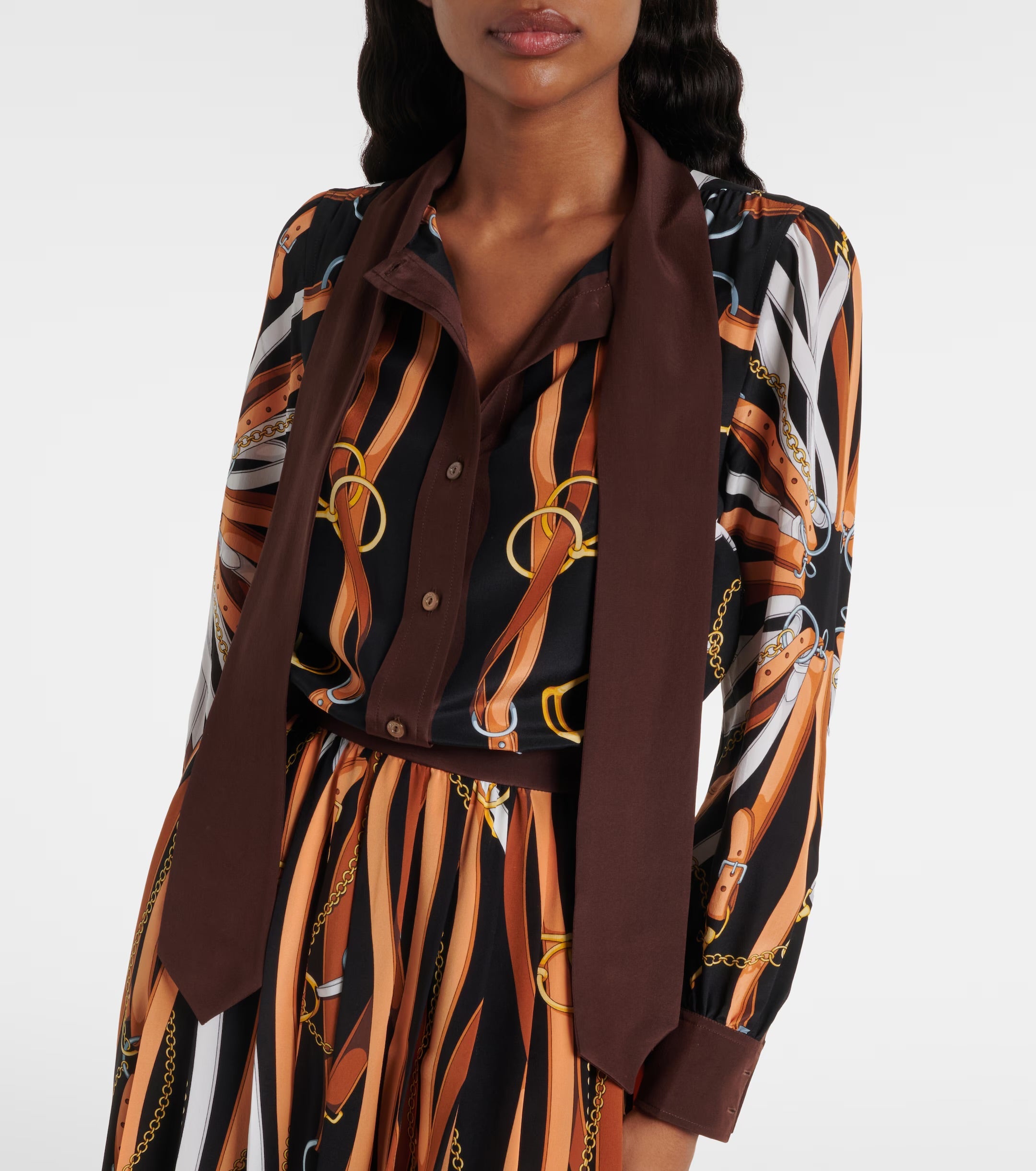 Gucci Printed Tie-Neck Silk Shirt Dress – Multicoloured