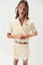 Contrast Lace Cropped Blazer