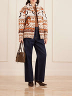 Jacquard-Knit Wool Cardigan