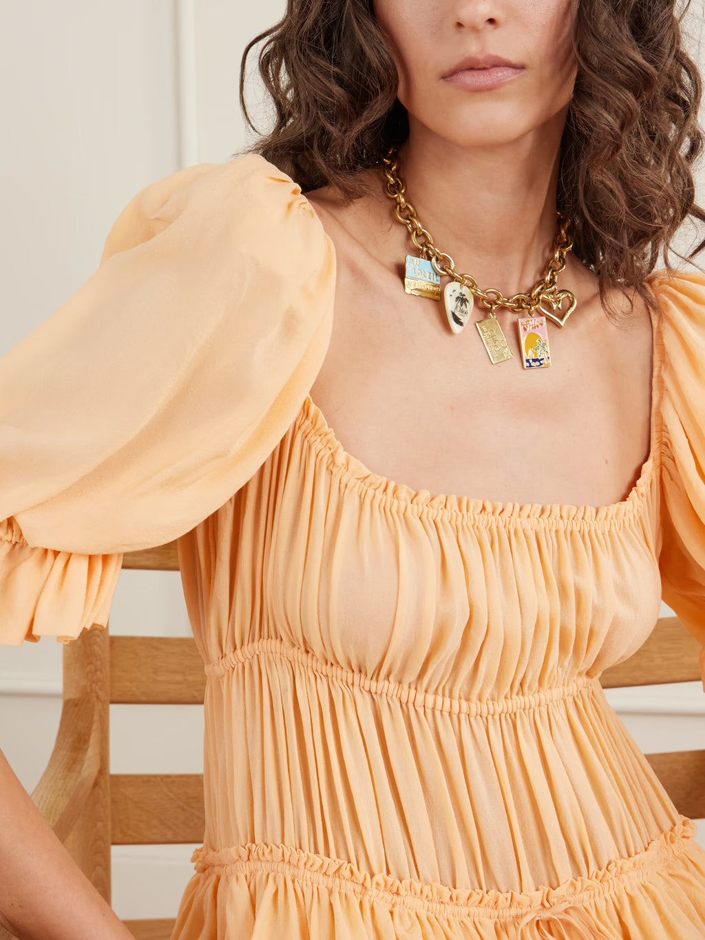 Chloé Gold-Tone Enamel Pendant Necklace