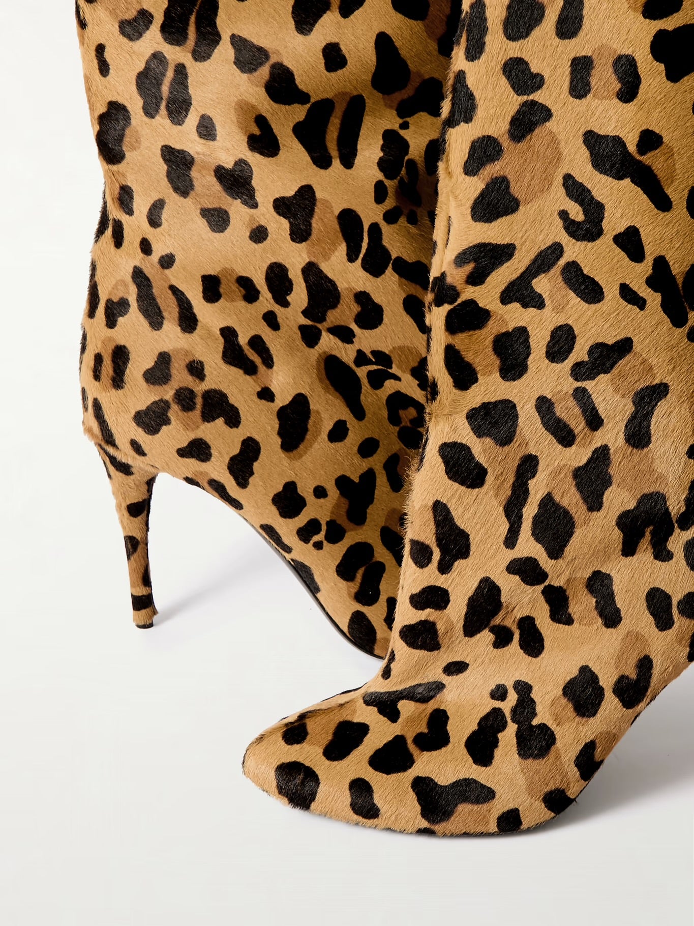Leopard-Print Calf Hair Over-the-Knee Boots — Alaïa