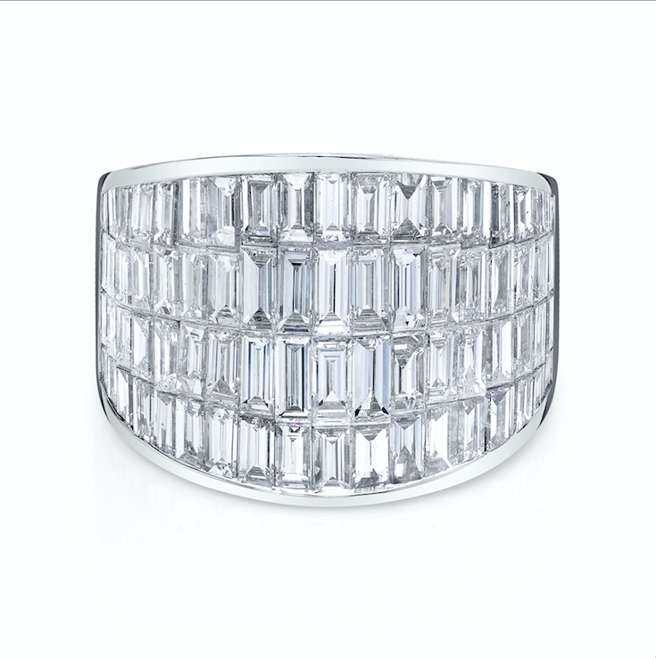 Four Row Baguette Galaxy Ring