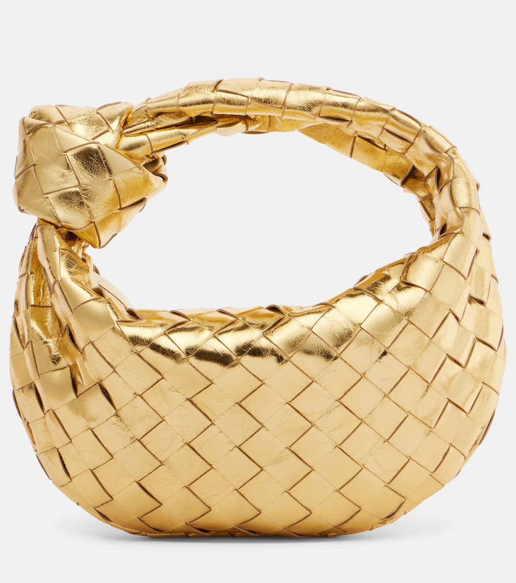 Bottega Veneta Jodie Intrecciato Metallic Leather Tote – Gold
