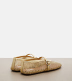 Leather-trimmed Fishnet Ballet Flats