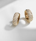 Sculpted Cable 18kt gold hoop earrings with diamonds