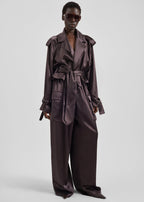 Simona Cropped Satin Trench Coat