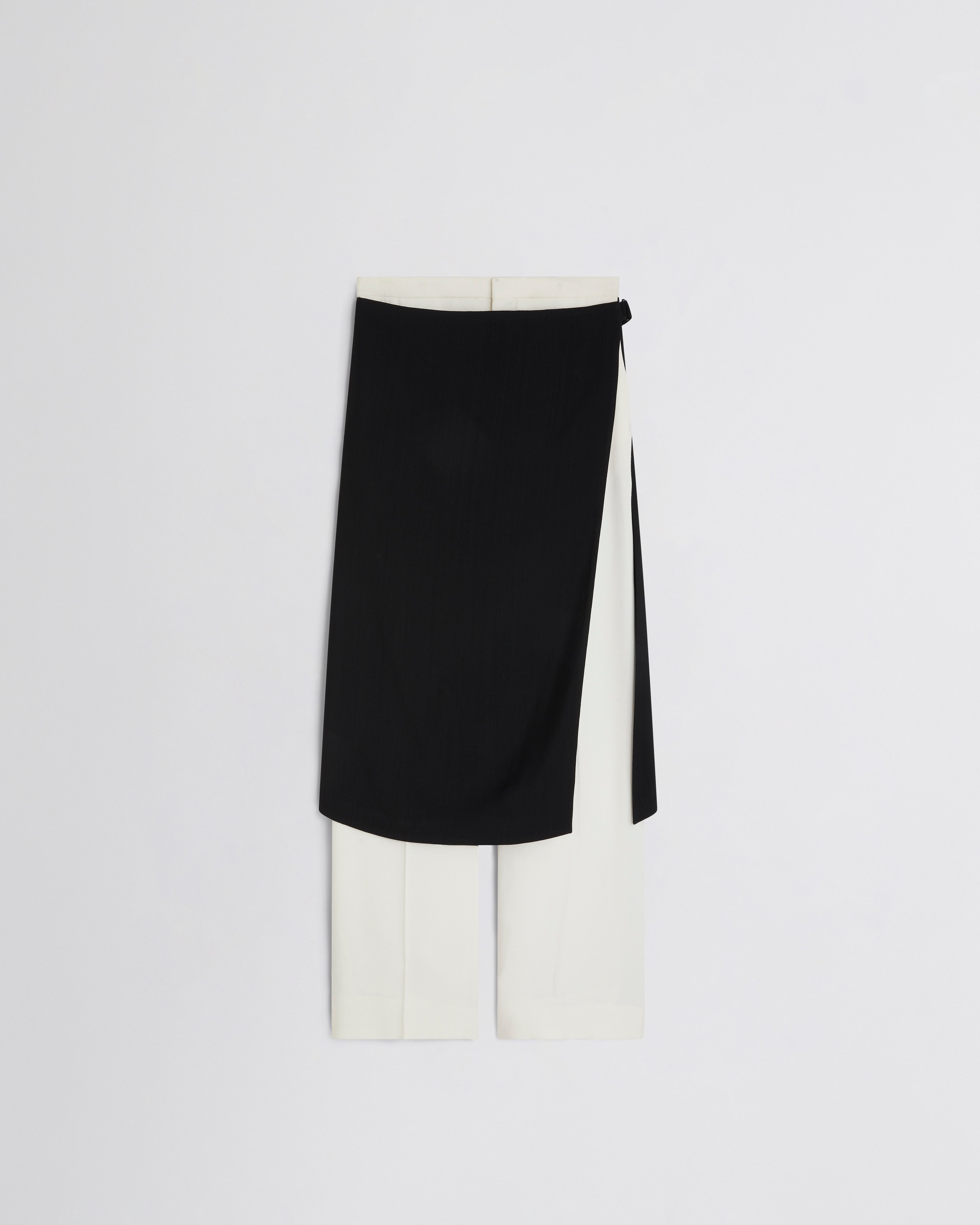 APRON TROUSERS | black/white woven viscose