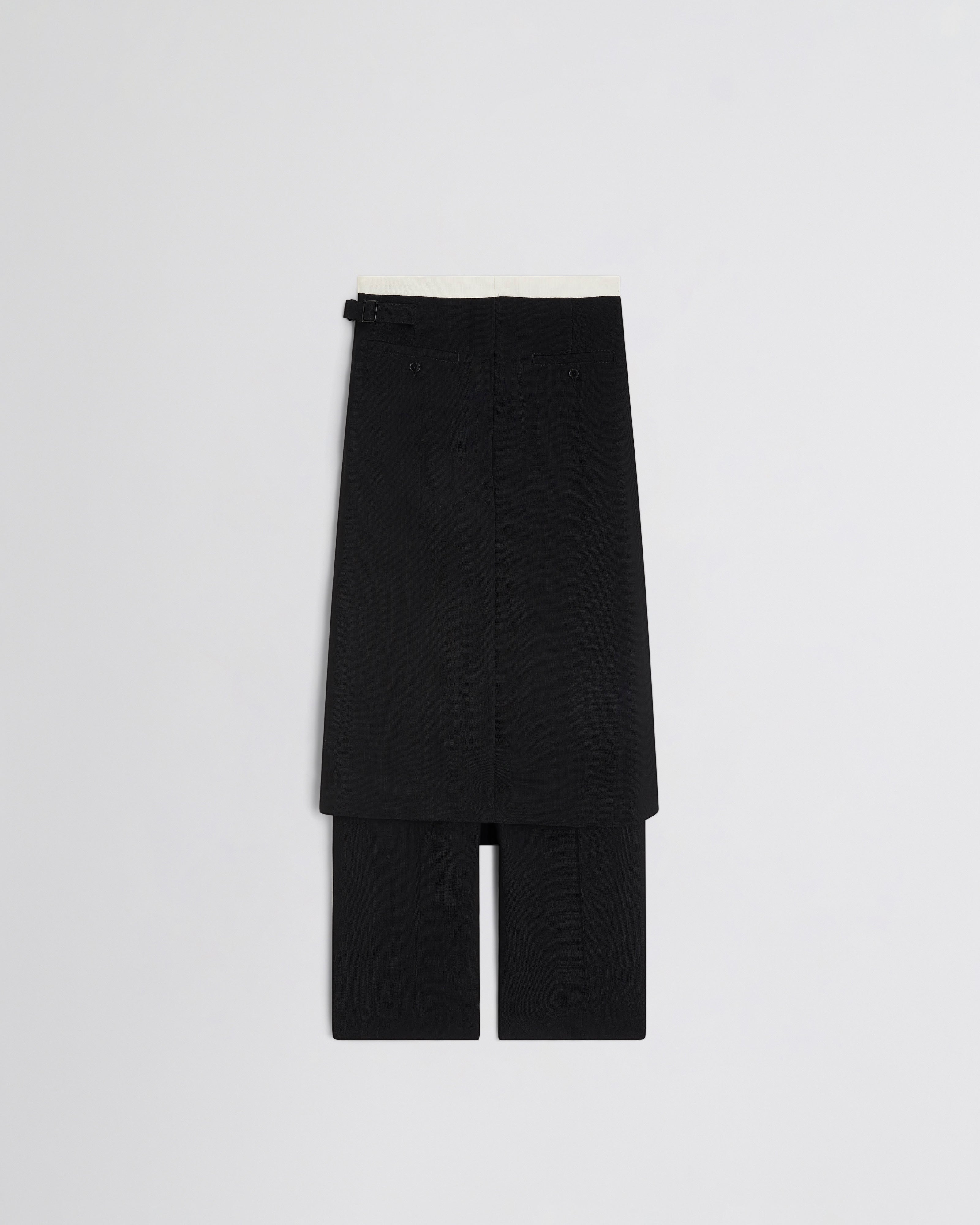 APRON TROUSERS | black/white woven viscose