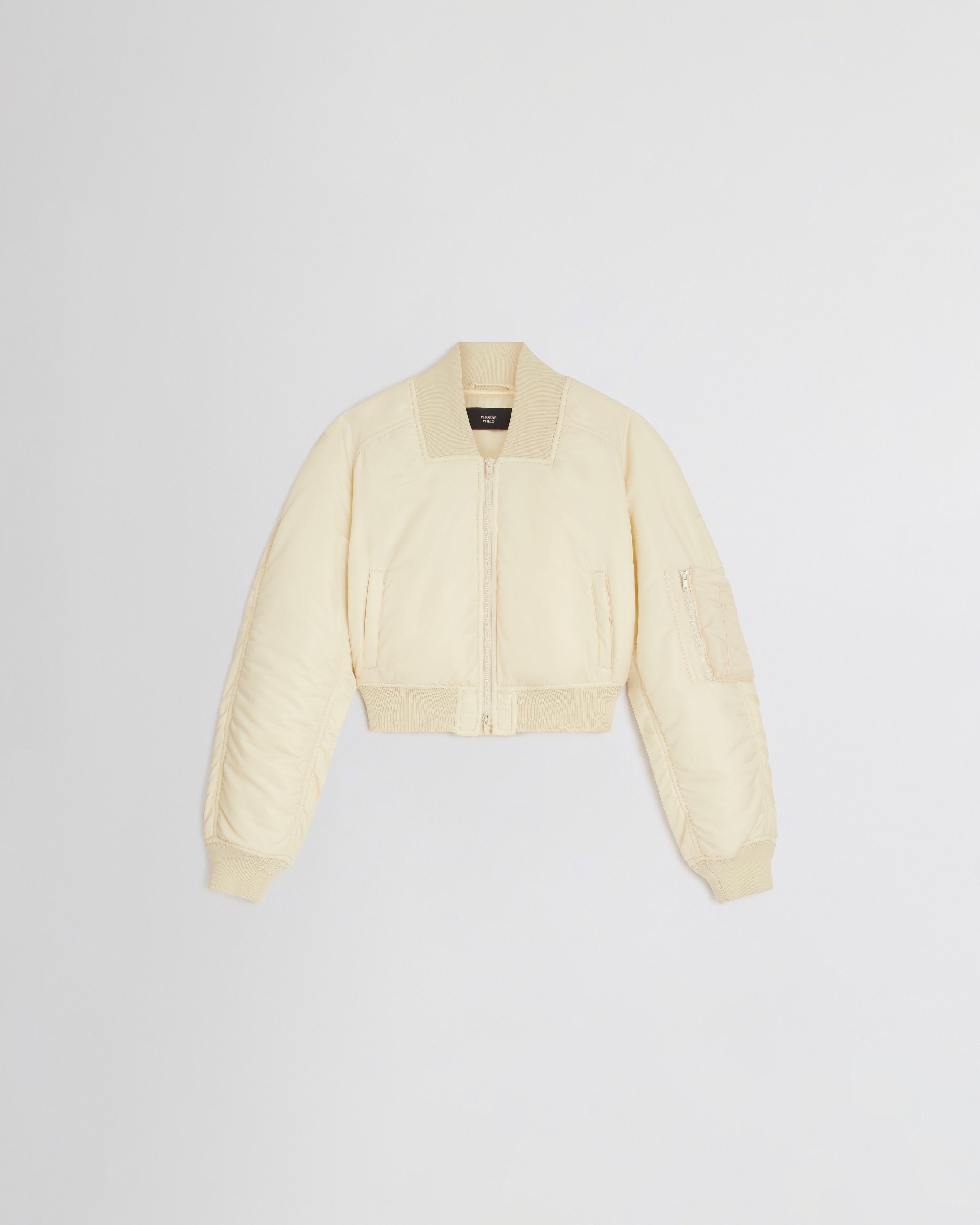 SHRUNK BOMBER | cream nylon