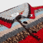 Polo Sweater in Mouline Alpaca and Wool — Red/Multicolor