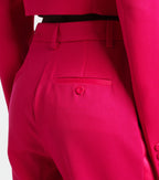 Area Floral Appliqué Wool Capri Pants in Pink