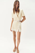 Contrast Lace Cropped Blazer