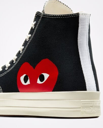 PLAY Converse Red Heart Chuck Taylor All Star '70 High Sneakers – Black