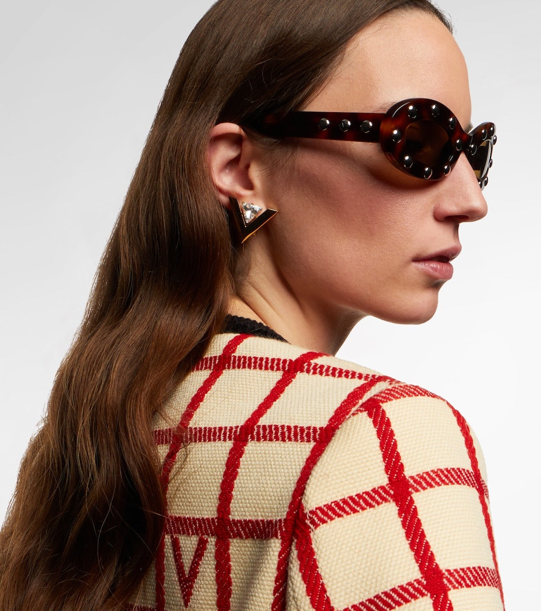 VLogo Studded Oval Sunglasses