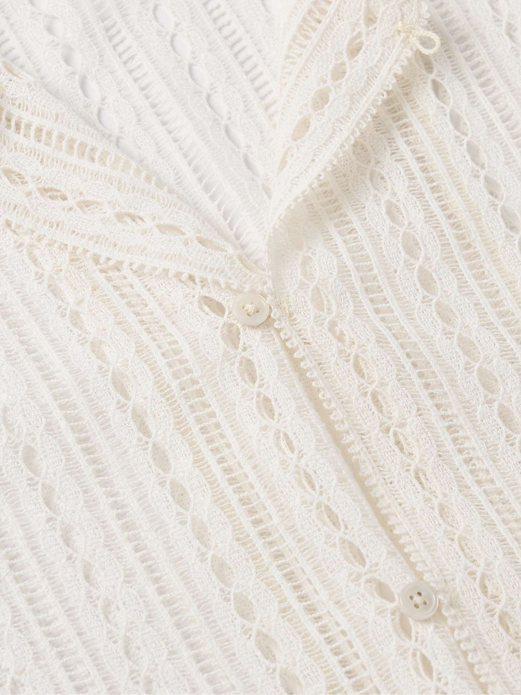 Meandering Convertible-Collar Cotton-Lace Shirt