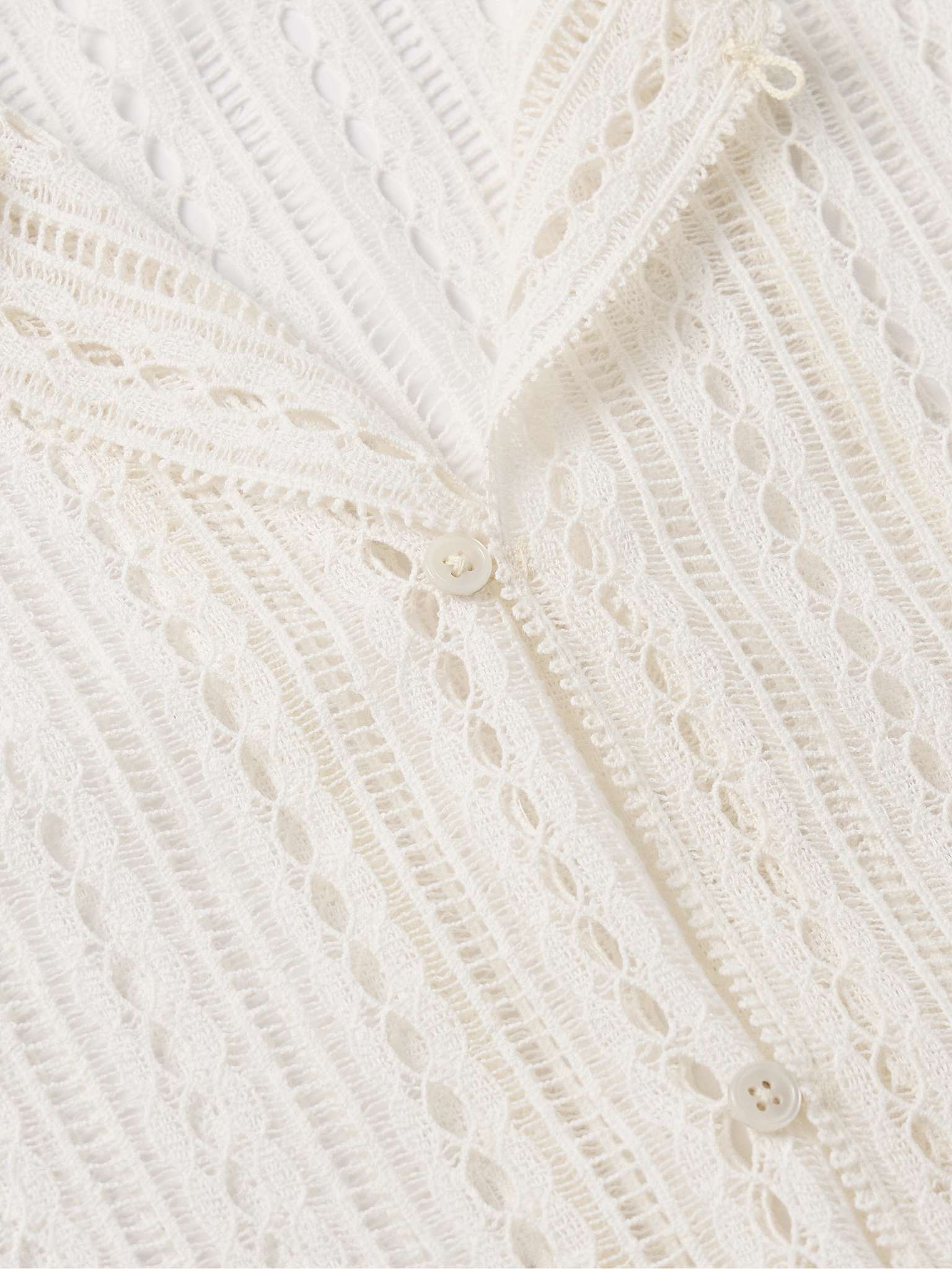 Meandering Convertible-Collar Cotton-Lace Shirt