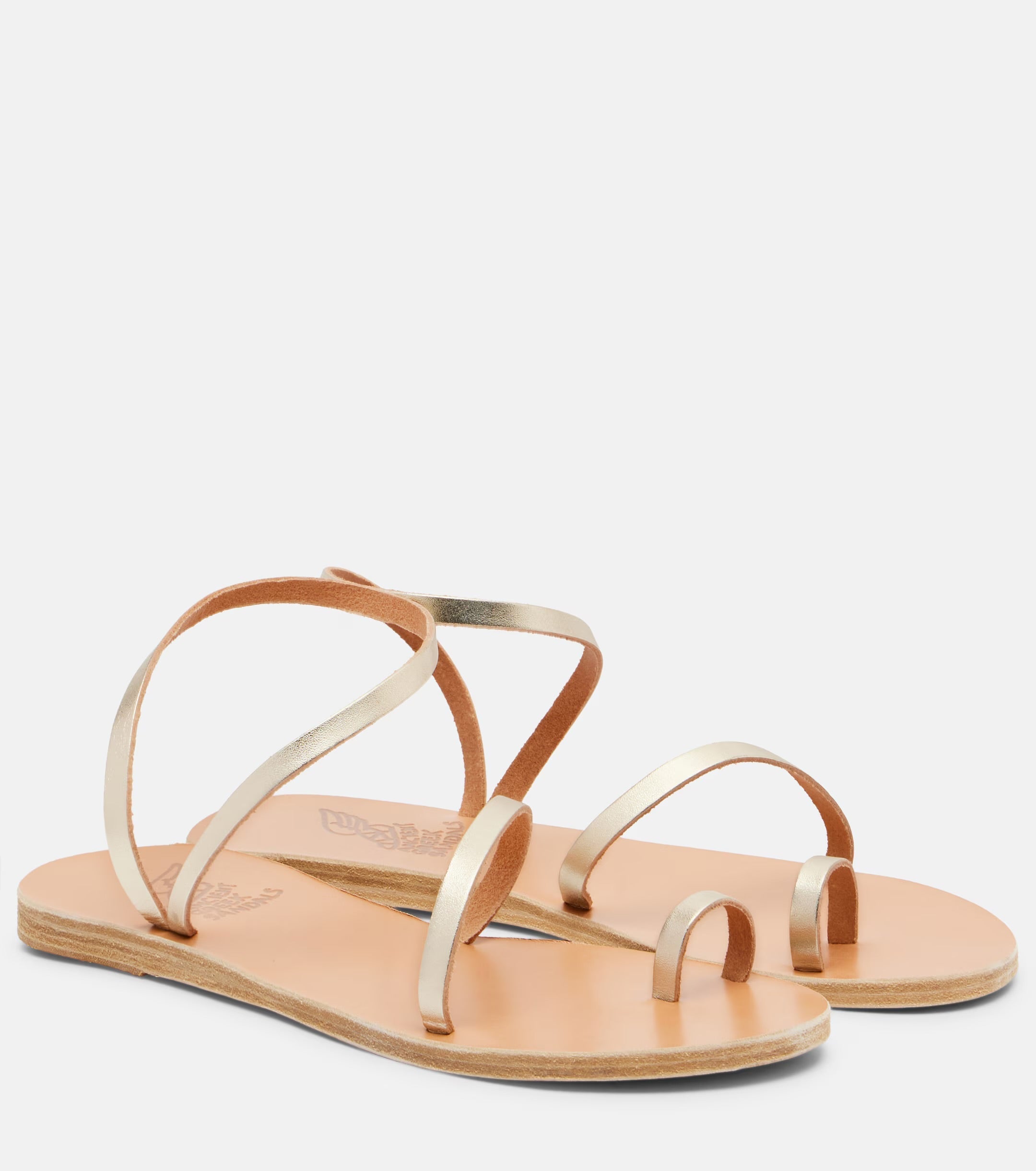 Ancient Greek Sandals Metallic Leather Sandals