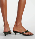 Toteme Croc-Effect Leather Thong Sandals – Green