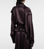 Simona Cropped Satin Trench Coat