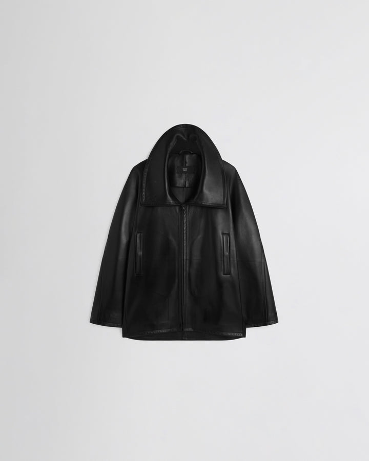 Swathe Jacket in Black Leather