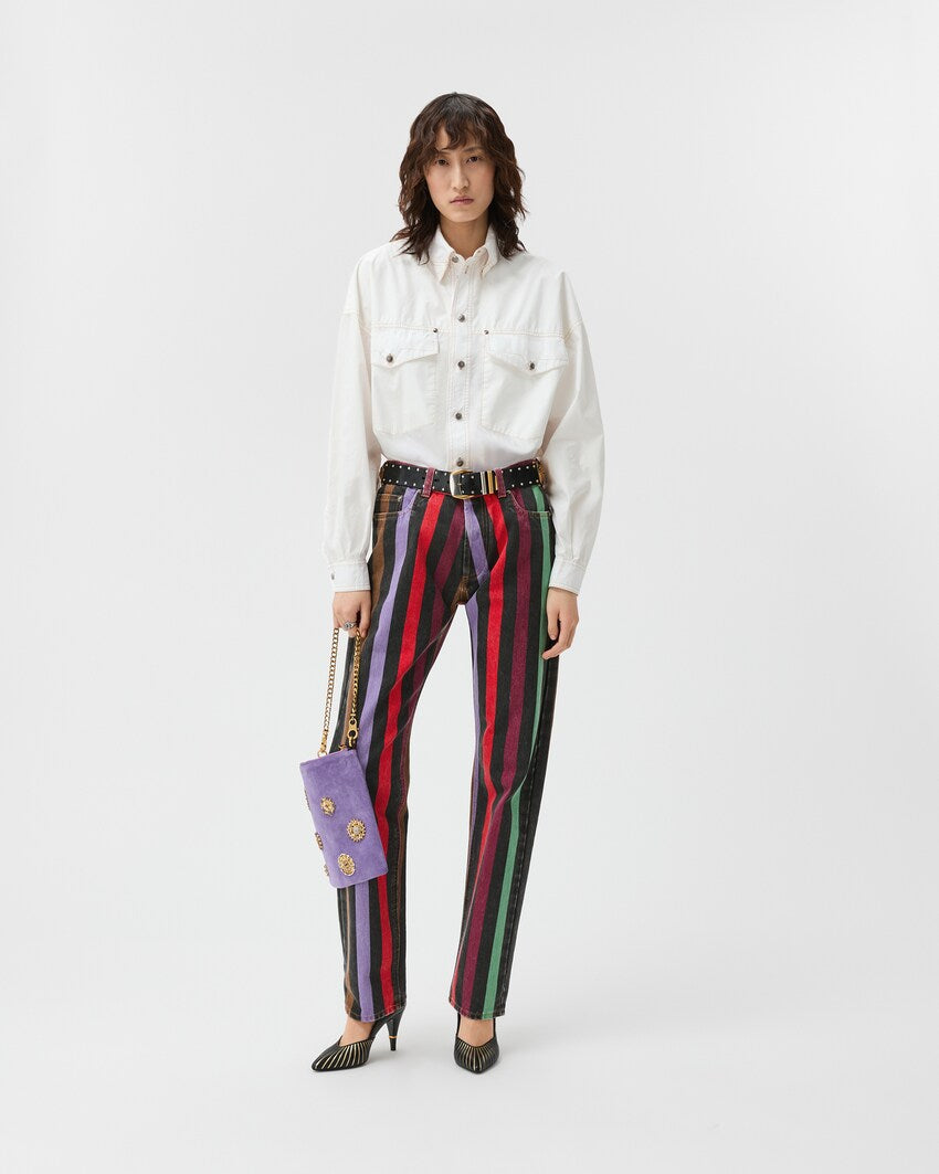 Versace Striped Straight Jeans – Multicolour
