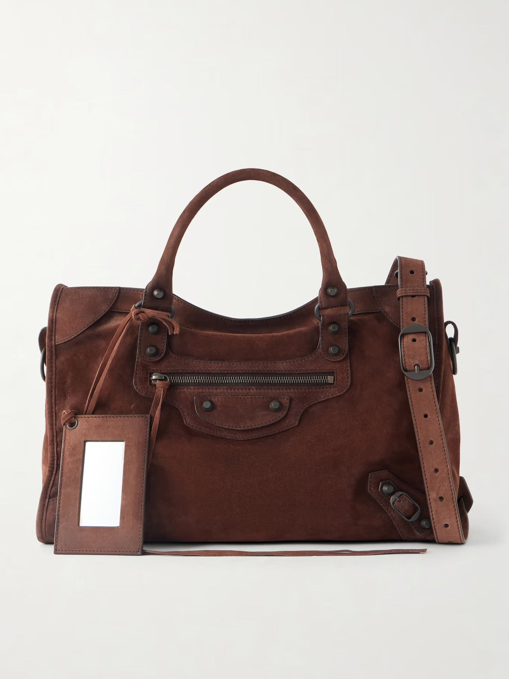 Balenciaga Le City Medium Suede Shoulder Bag