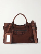 Balenciaga Le City Medium Suede Shoulder Bag