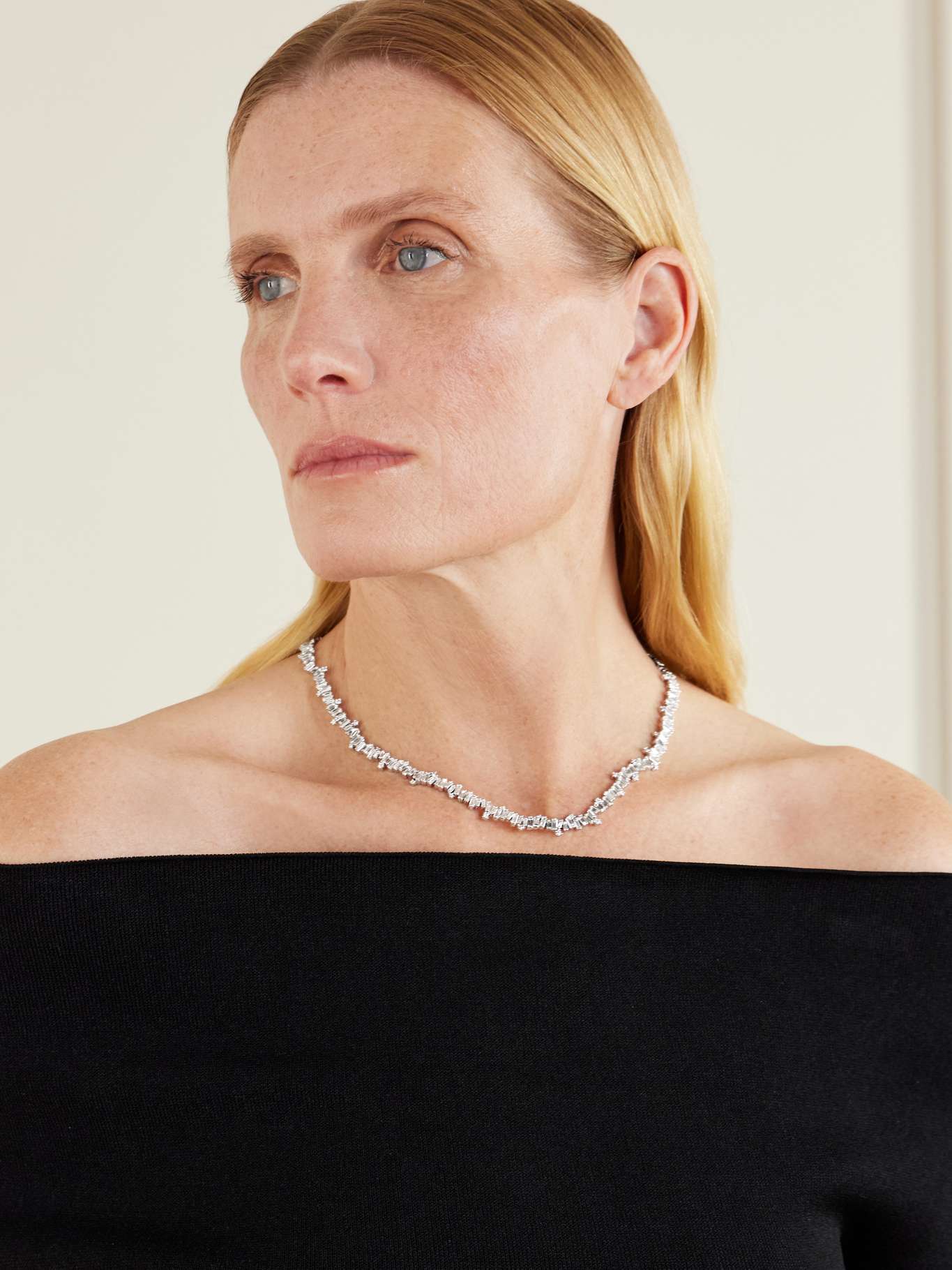18-Karat White Gold Diamond Tennis Necklace