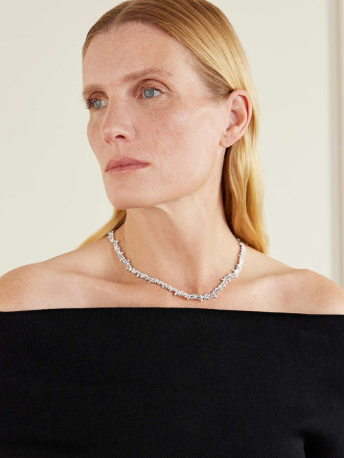 18-Karat White Gold Diamond Tennis Necklace