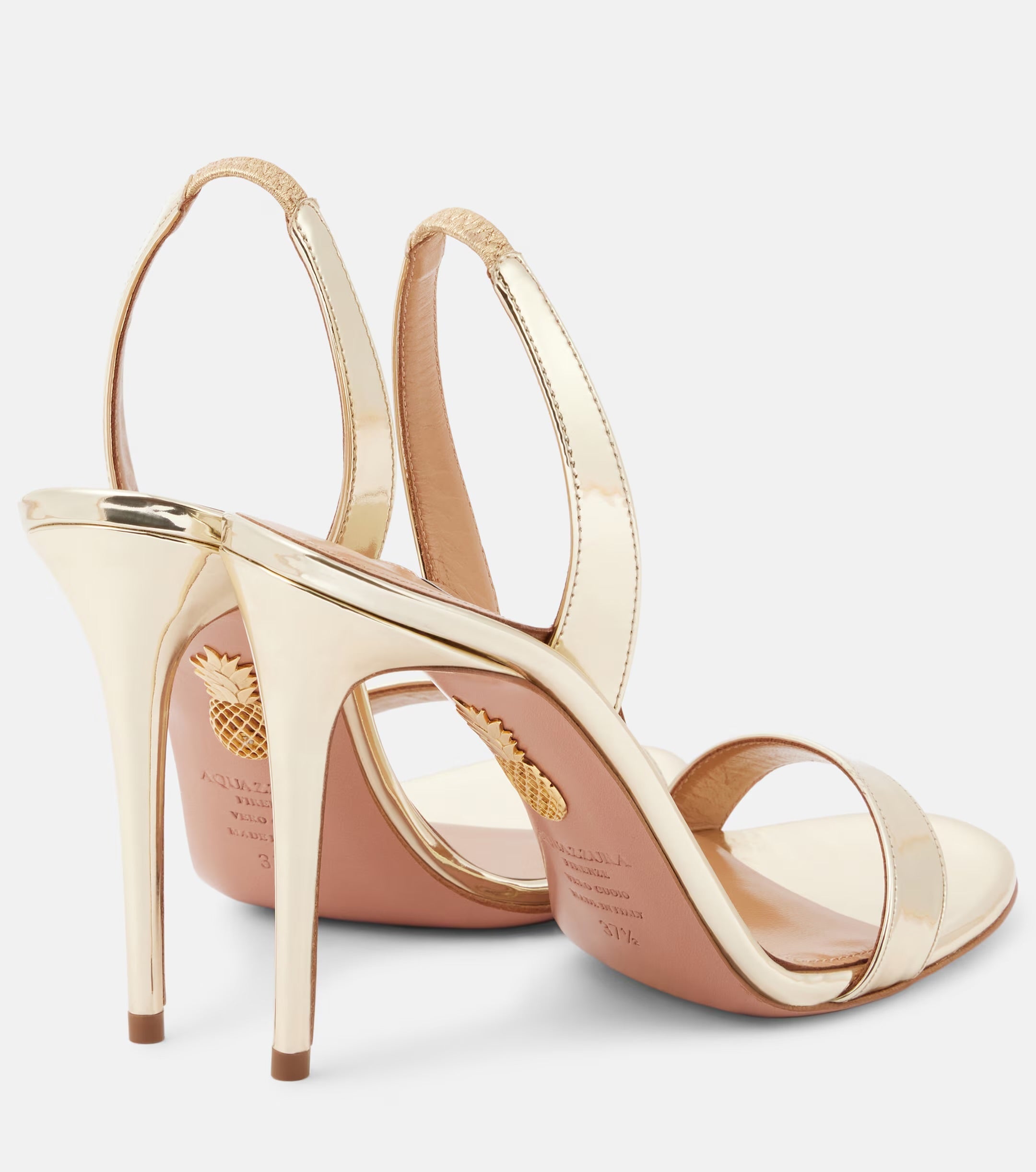 Aquazzura So Nude 105 Metallic Leather Sandals