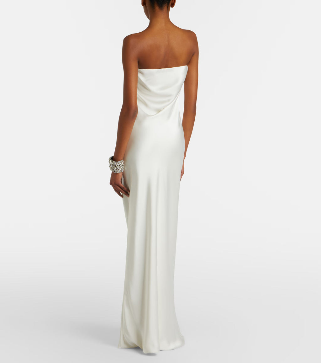 Norma Kamali Strapless Satin Maxi Dress