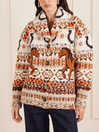 Jacquard-Knit Wool Cardigan