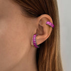 Culture Ear Cuff With Man Made Rubies In Premium Black Rhodium