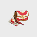 Céline Teen Triomphe Bag in Silk and Natural Calfskin – Red/Off White