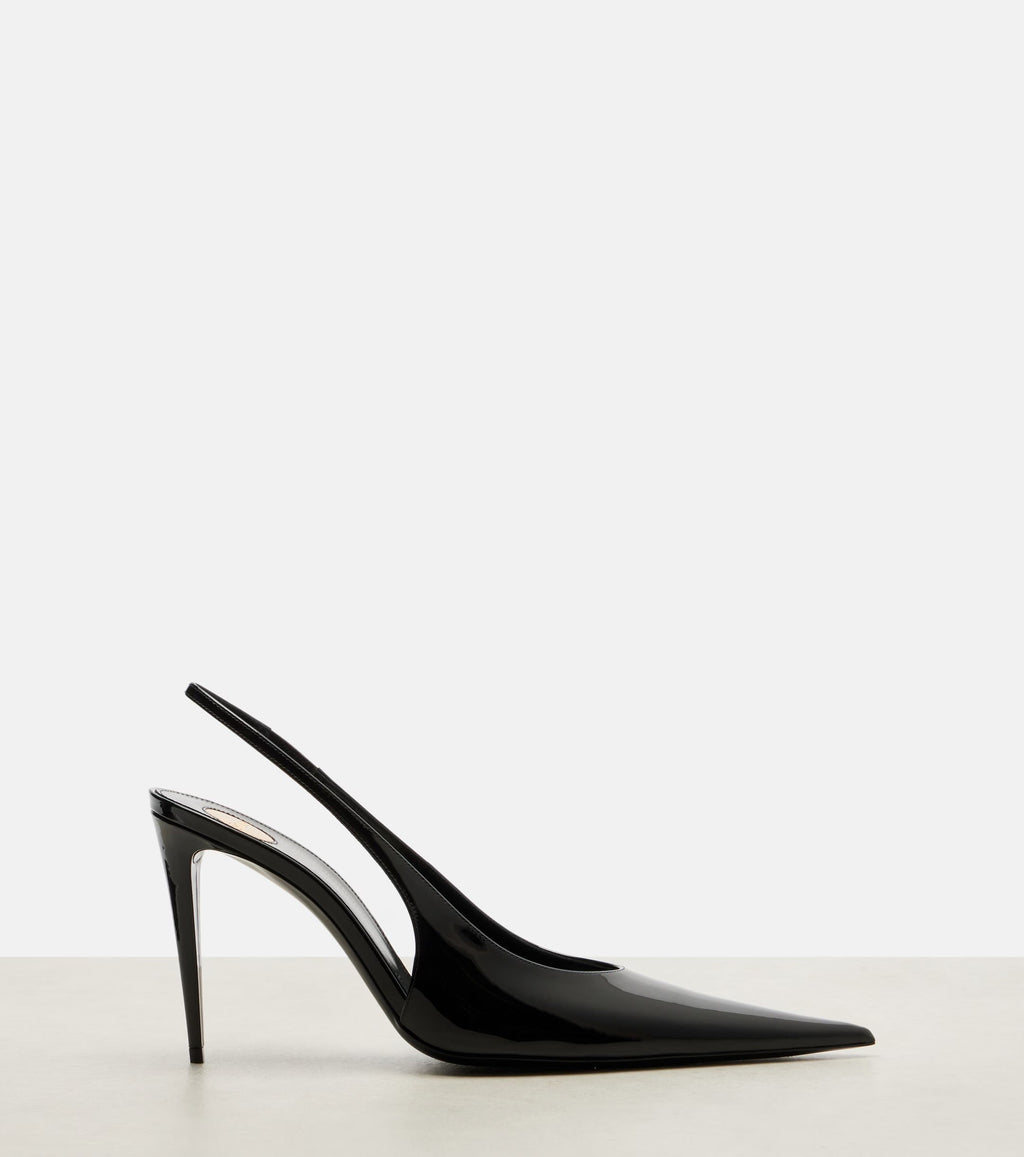 Guermantes Slingback Pumps in Black Patent Leather