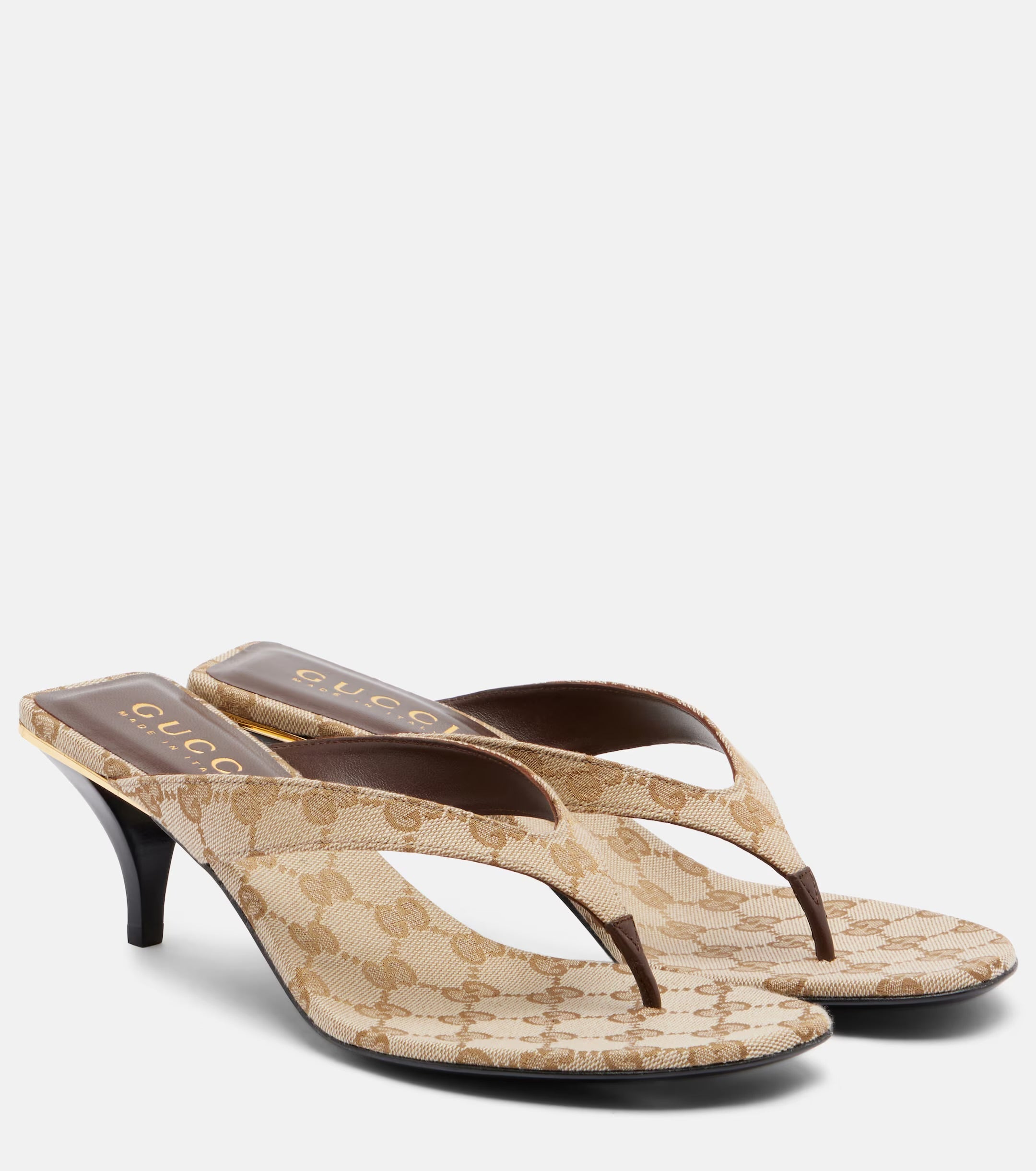 Gucci Vittoria GG Canvas Thong Sandals – Brown