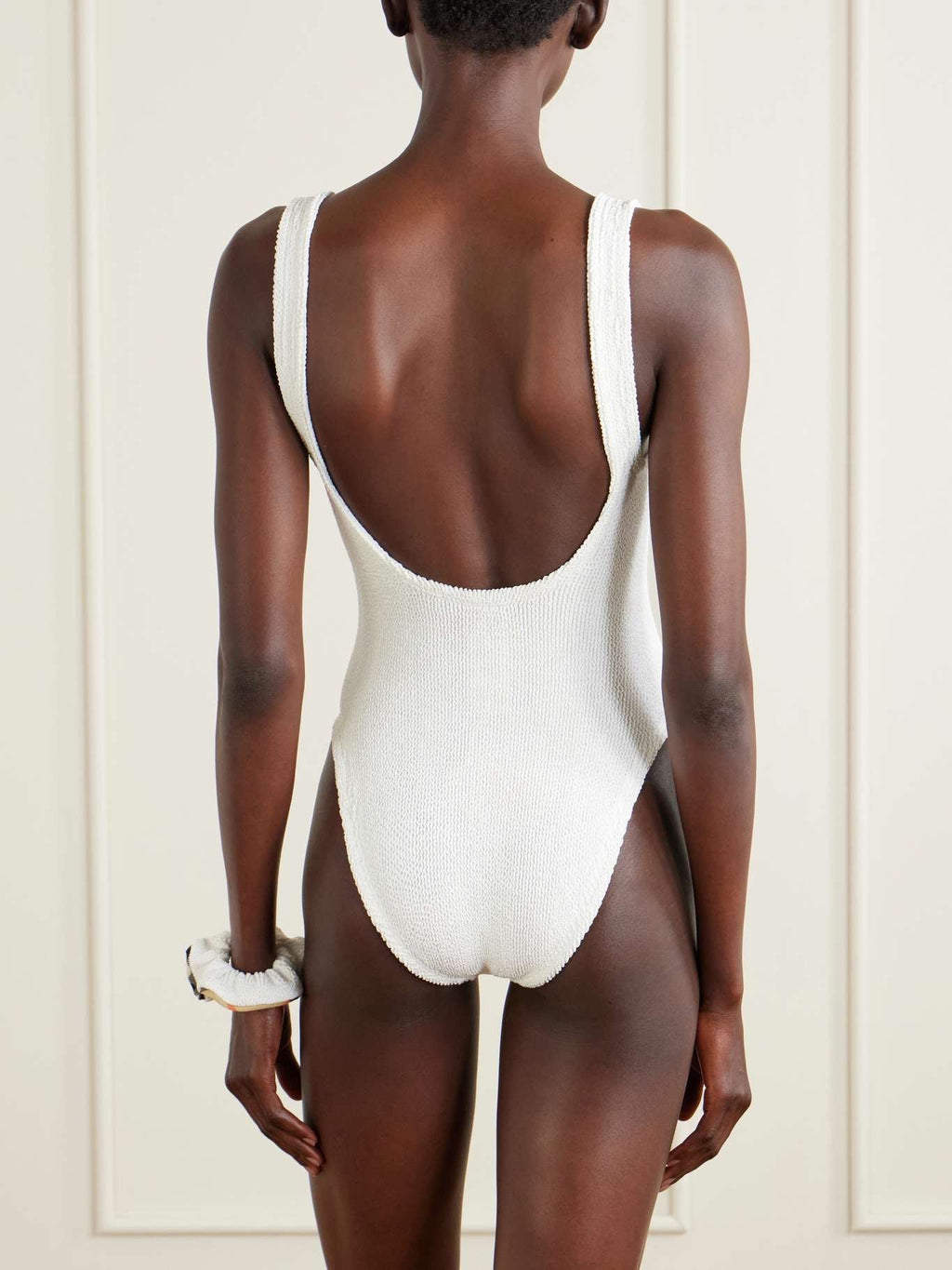 Burberry + Hunza G Domino Embellished Original Crinkle™ Swimsuit — White