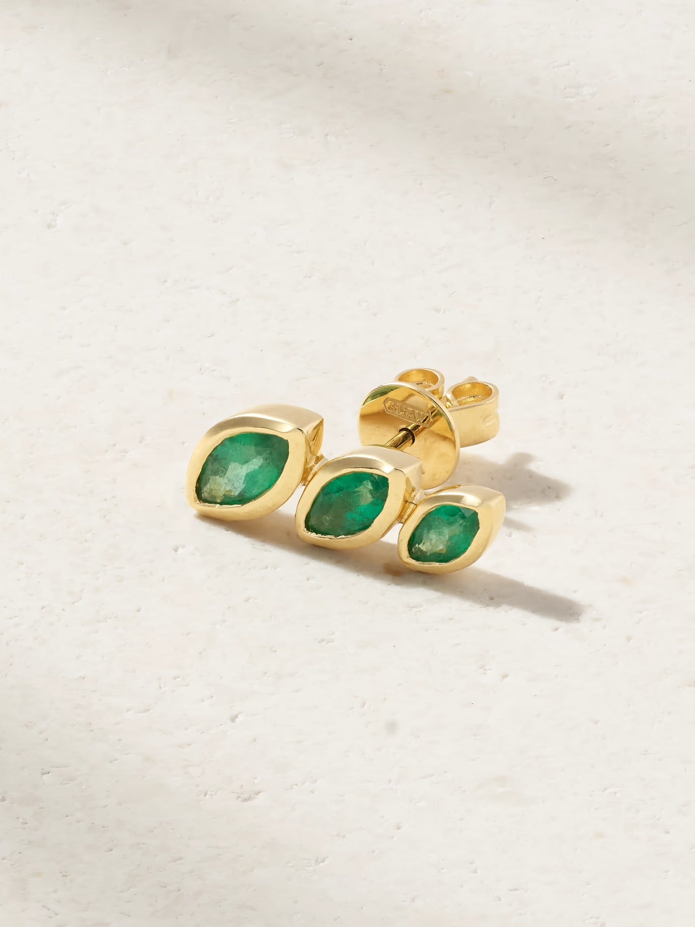 Triple Emerald Ear Crawler, 18K Gold