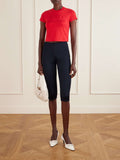 Gucci Web-Trimmed Ribbed Skinny-Leg Capri Pants in Blue