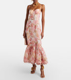 Zimmermann Como Floral Linen and Silk Midi Dress