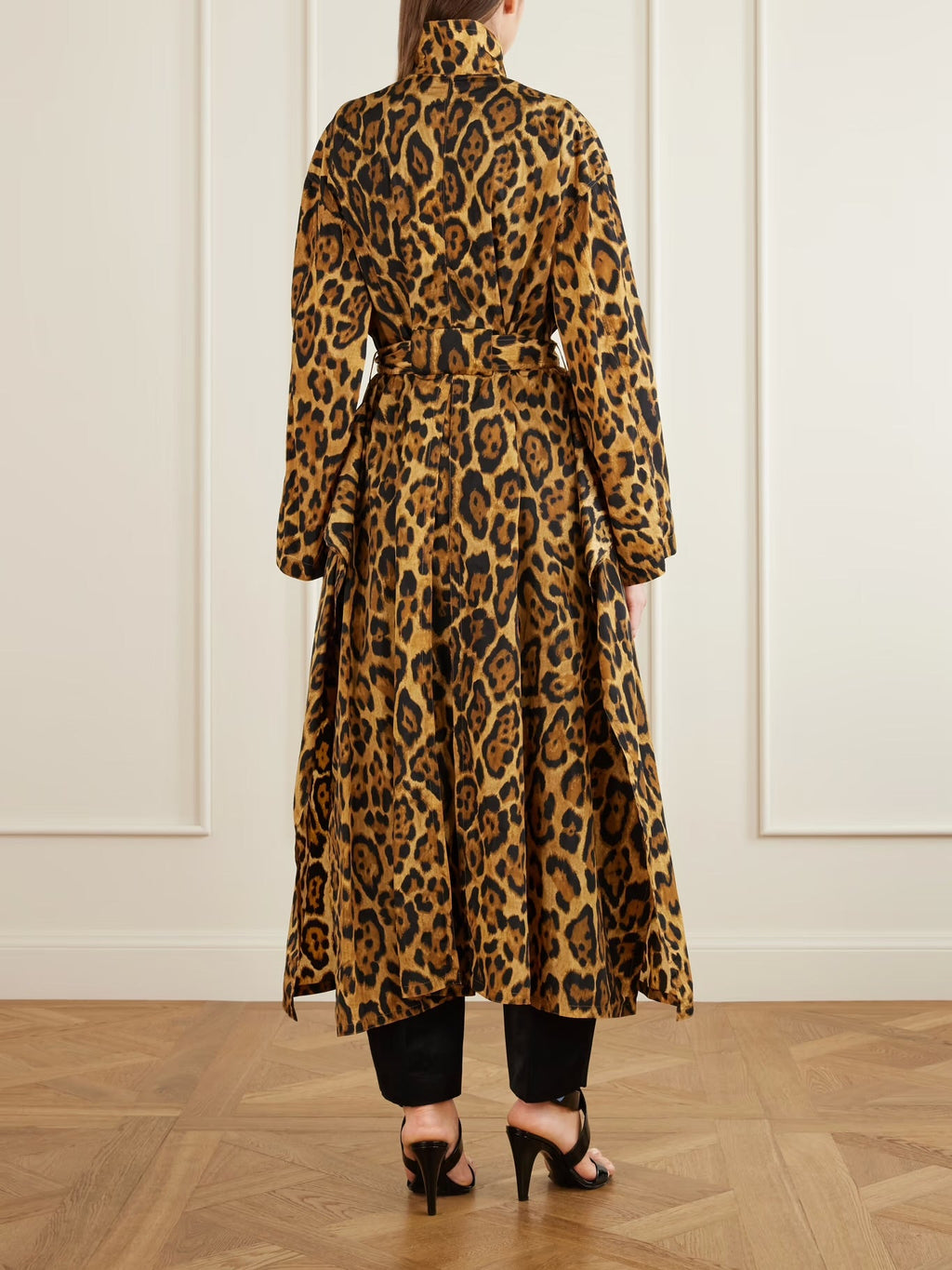 Alaïa Belted Leopard-Print Ocelot Taffeta Trench Coat
