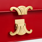 Céline Medium Triomphe Folio in Shiny Calfskin – Ultra Red