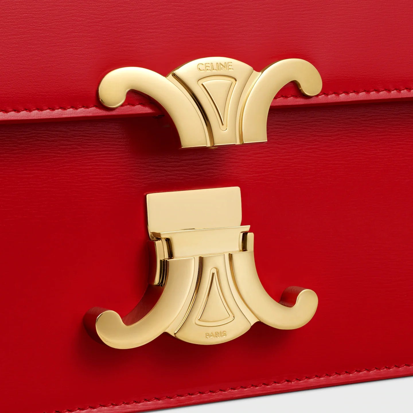Céline Medium Triomphe Folio in Shiny Calfskin – Ultra Red