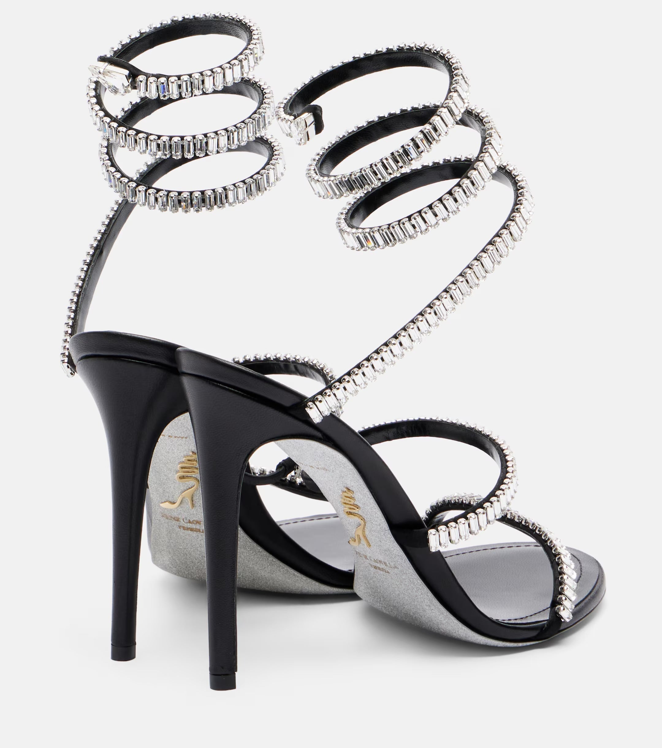 René Caovilla Cleo Spark Embellished Leather Sandals – Black