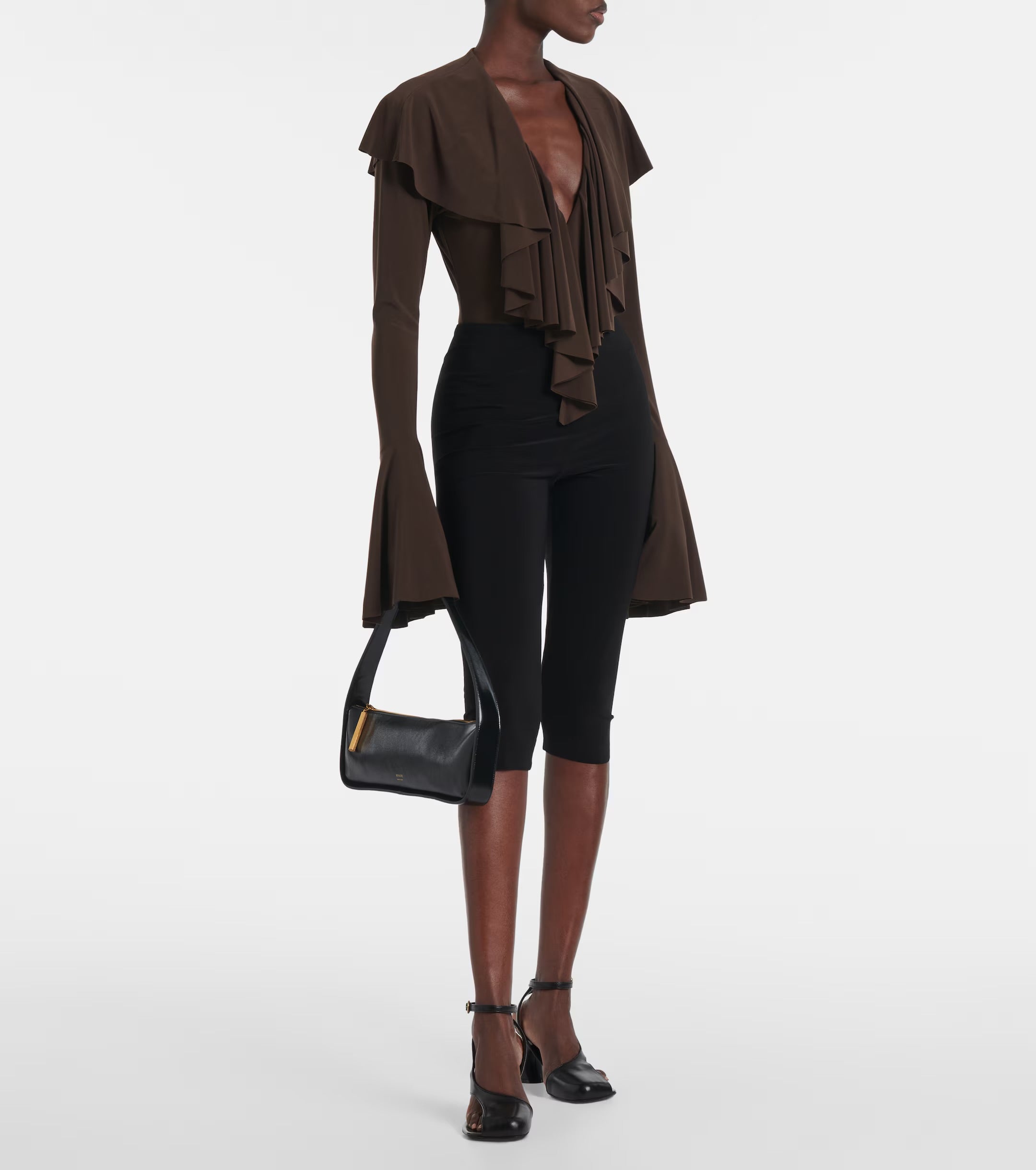 Norma Kamali Capri High-Rise Leggings in Black