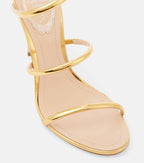 René Caovilla Cleo 105 Mirrored Leather Sandals – Gold